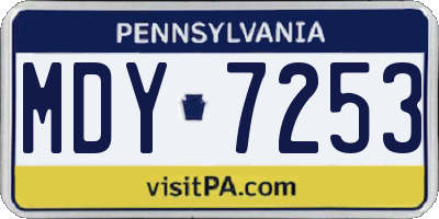 PA license plate MDY7253