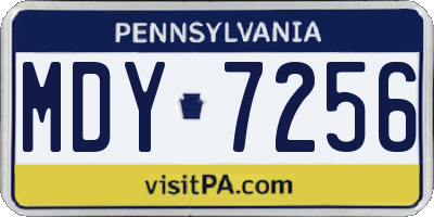PA license plate MDY7256