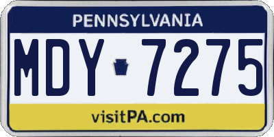 PA license plate MDY7275