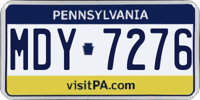PA license plate MDY7276