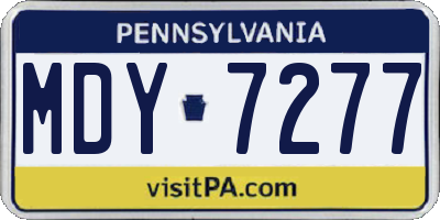 PA license plate MDY7277