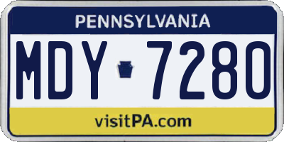 PA license plate MDY7280
