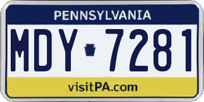 PA license plate MDY7281