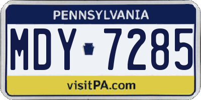 PA license plate MDY7285