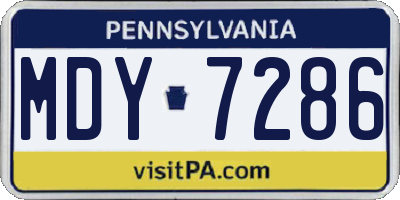 PA license plate MDY7286
