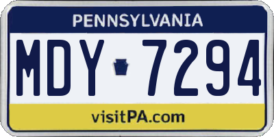PA license plate MDY7294