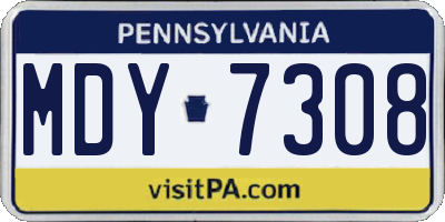 PA license plate MDY7308