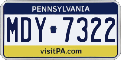 PA license plate MDY7322