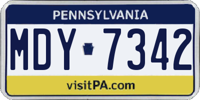 PA license plate MDY7342
