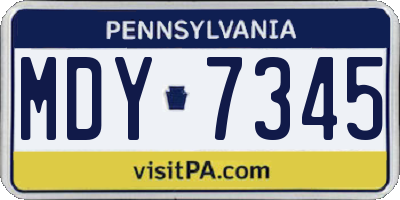 PA license plate MDY7345
