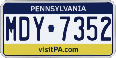 PA license plate MDY7352