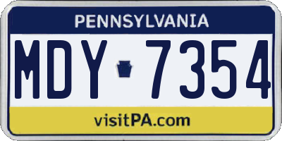 PA license plate MDY7354