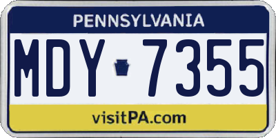 PA license plate MDY7355
