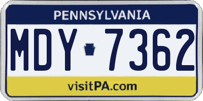 PA license plate MDY7362