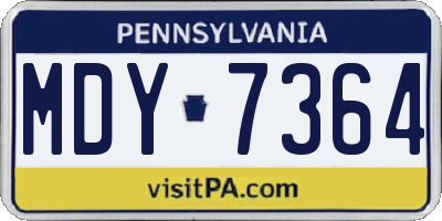 PA license plate MDY7364