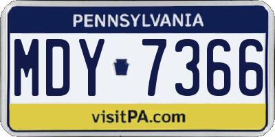 PA license plate MDY7366