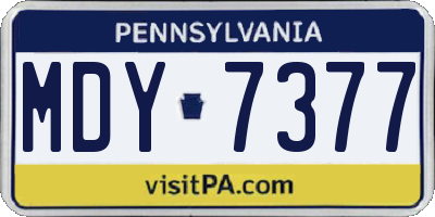 PA license plate MDY7377