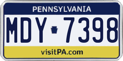 PA license plate MDY7398