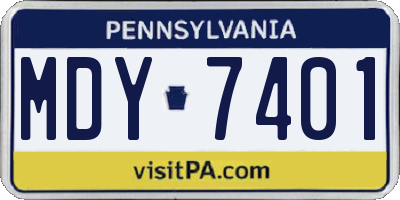PA license plate MDY7401