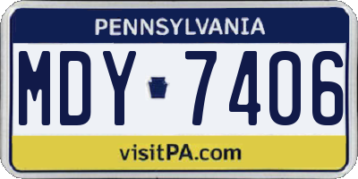 PA license plate MDY7406