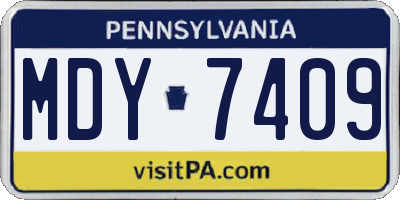 PA license plate MDY7409