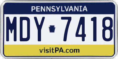 PA license plate MDY7418
