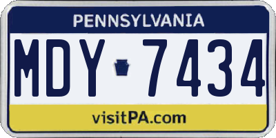 PA license plate MDY7434