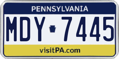 PA license plate MDY7445