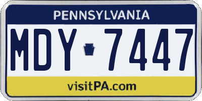 PA license plate MDY7447