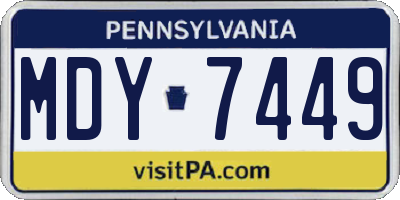 PA license plate MDY7449