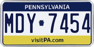 PA license plate MDY7454