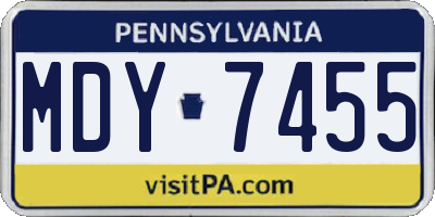 PA license plate MDY7455