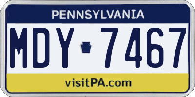 PA license plate MDY7467