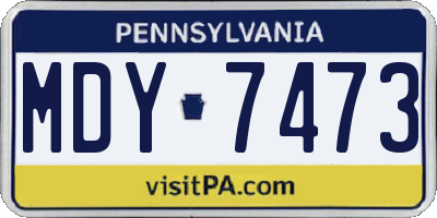 PA license plate MDY7473