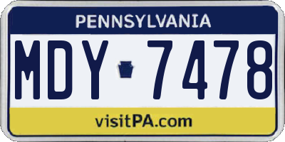 PA license plate MDY7478