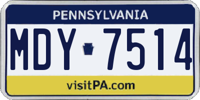 PA license plate MDY7514