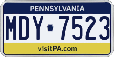 PA license plate MDY7523