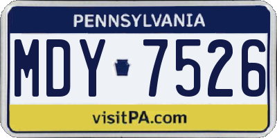 PA license plate MDY7526