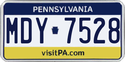PA license plate MDY7528