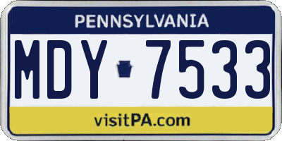 PA license plate MDY7533