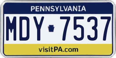 PA license plate MDY7537