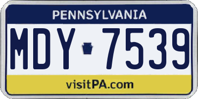 PA license plate MDY7539
