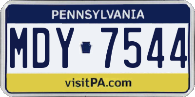 PA license plate MDY7544