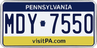 PA license plate MDY7550