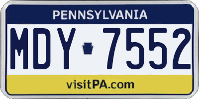PA license plate MDY7552
