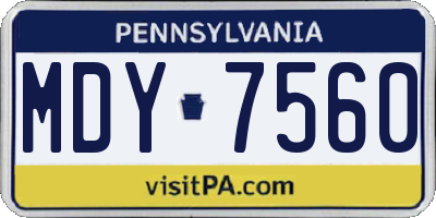 PA license plate MDY7560