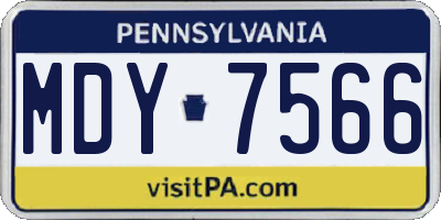 PA license plate MDY7566