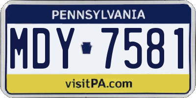 PA license plate MDY7581