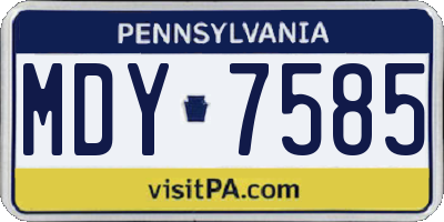 PA license plate MDY7585