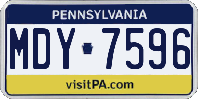 PA license plate MDY7596